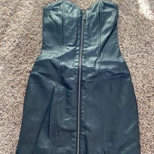 Leather-like Mini Strapless Dress